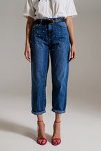 Load image into Gallery viewer, Embellished Blue Wash Jeans

