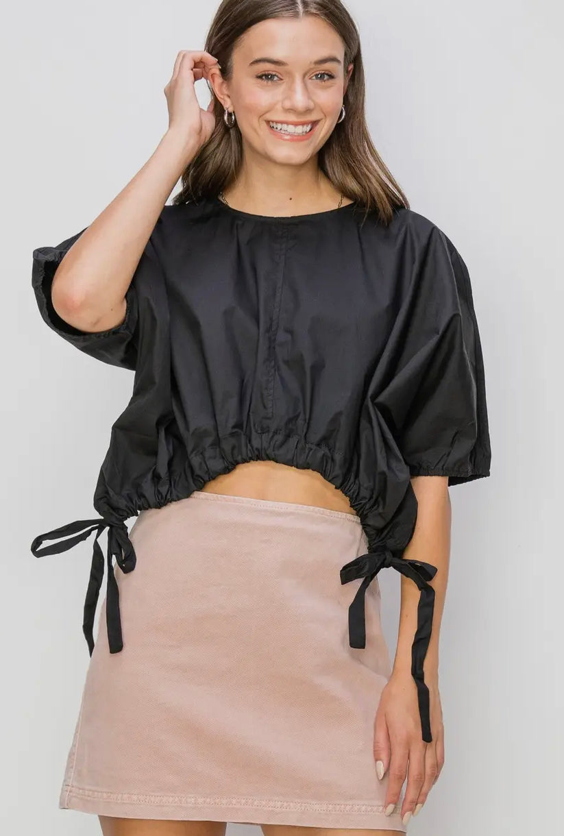 Black Drawstring Top