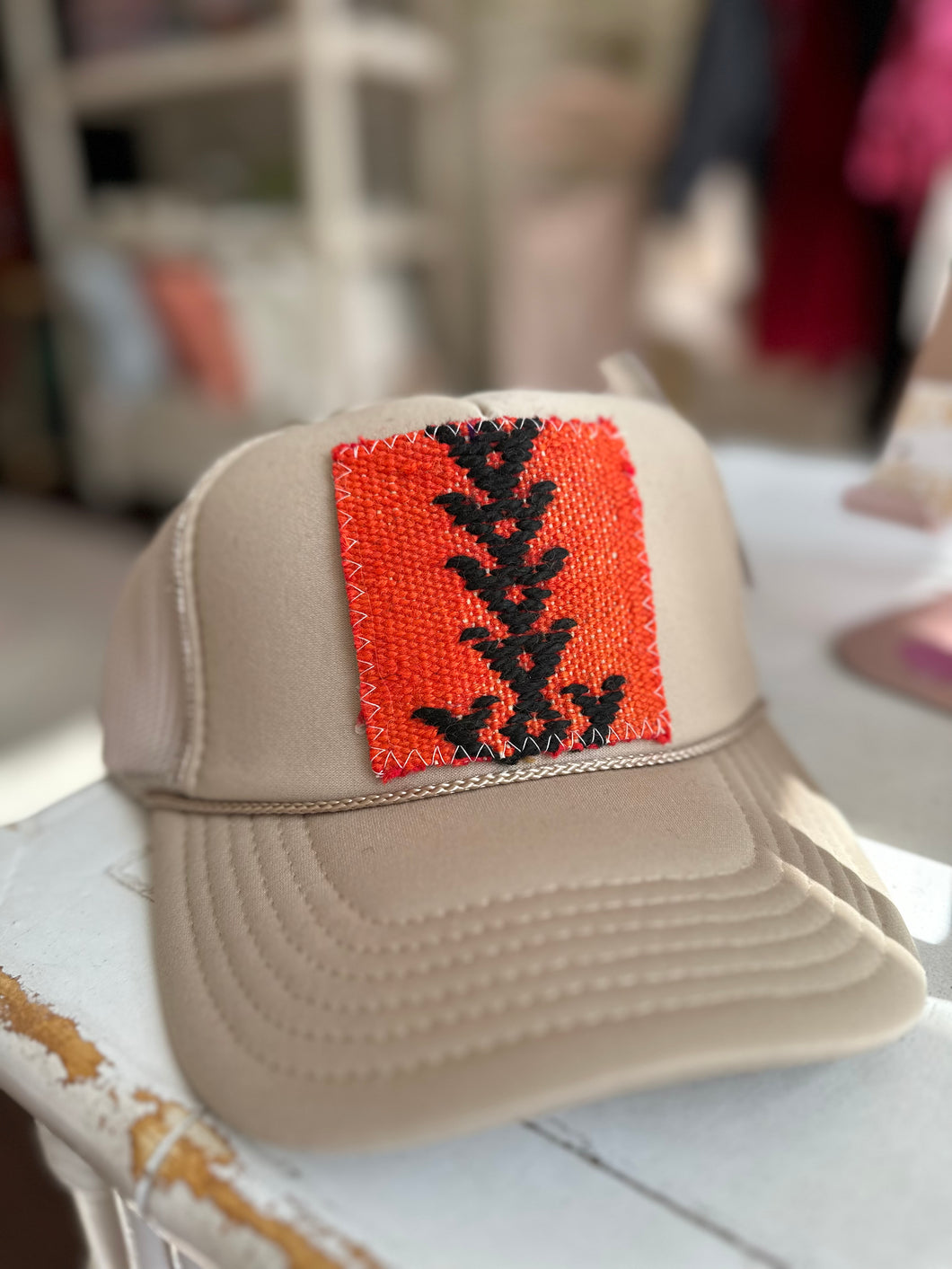 Sand Hat with Turkish Kilim Patch