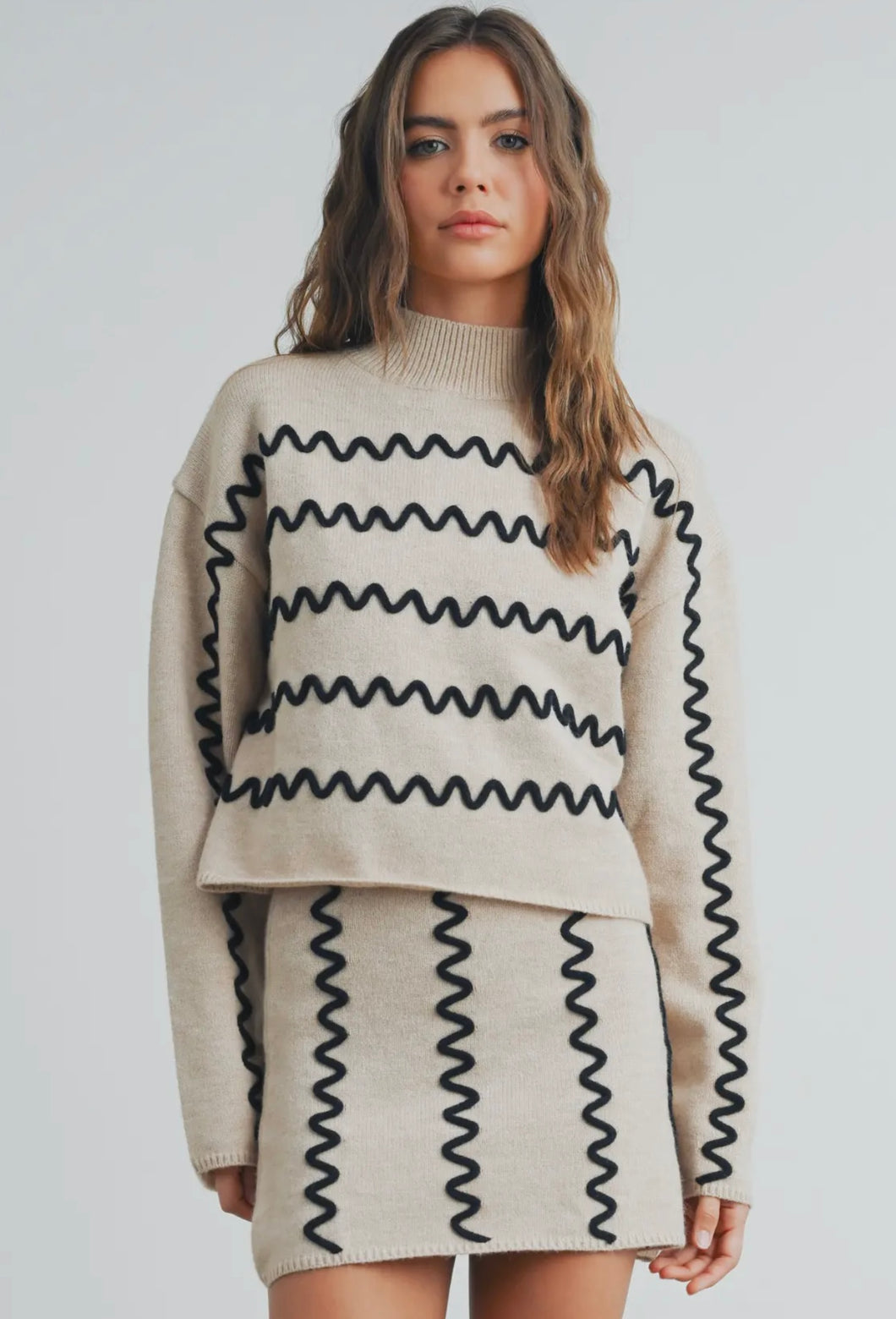 Beige Ric Rac Sweater Set