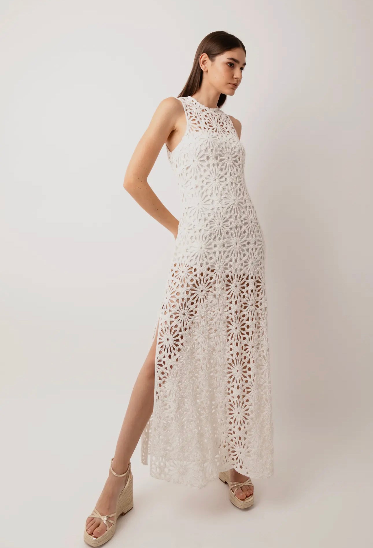 Cream Crochet Dress  by ALALA