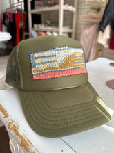 Load image into Gallery viewer, Olive Hat with Turkish Kilim Patch
