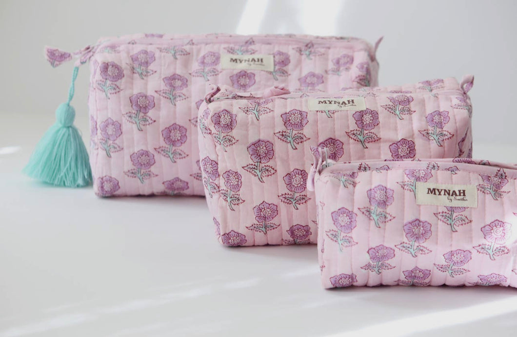 Lavender Floral Cosmetic Bag