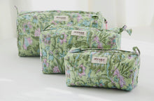 Load image into Gallery viewer, Green Floral Cosmetic Bag
