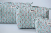 Load image into Gallery viewer, Mint Floral Cosmetic Bag
