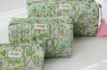 Load image into Gallery viewer, Green Floral Cosmetic Bag
