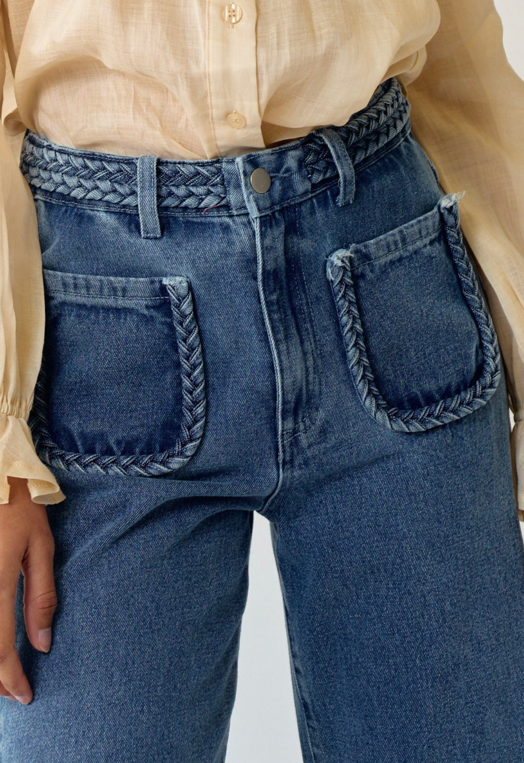Braided Denim Jeans