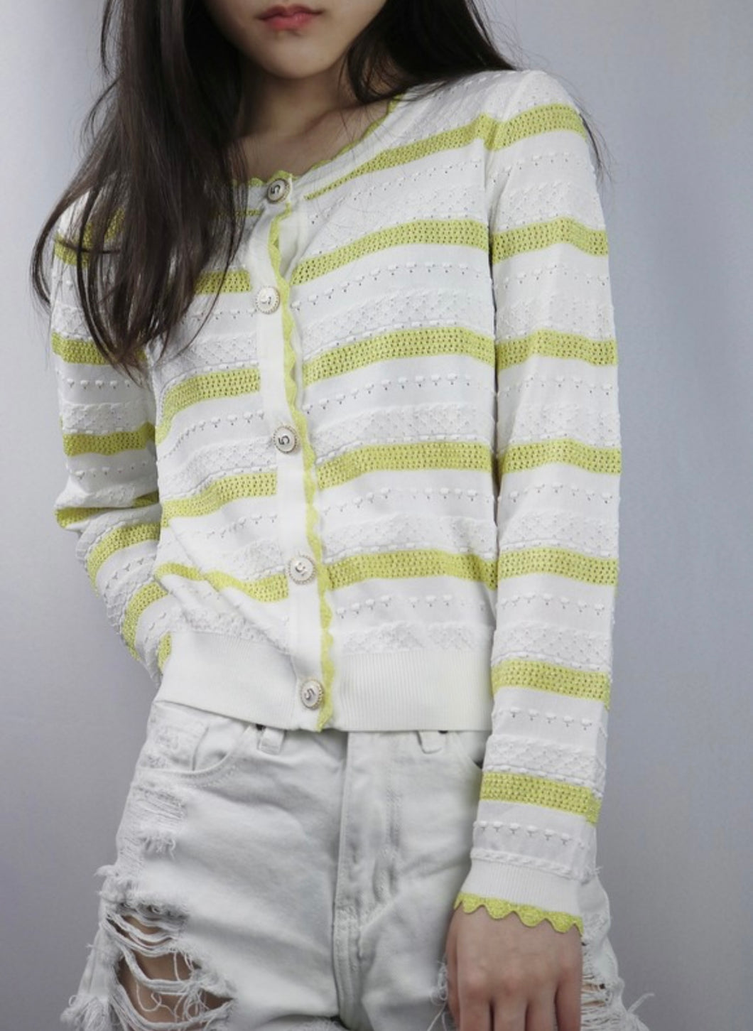 Chartreuse Scallop Sweater