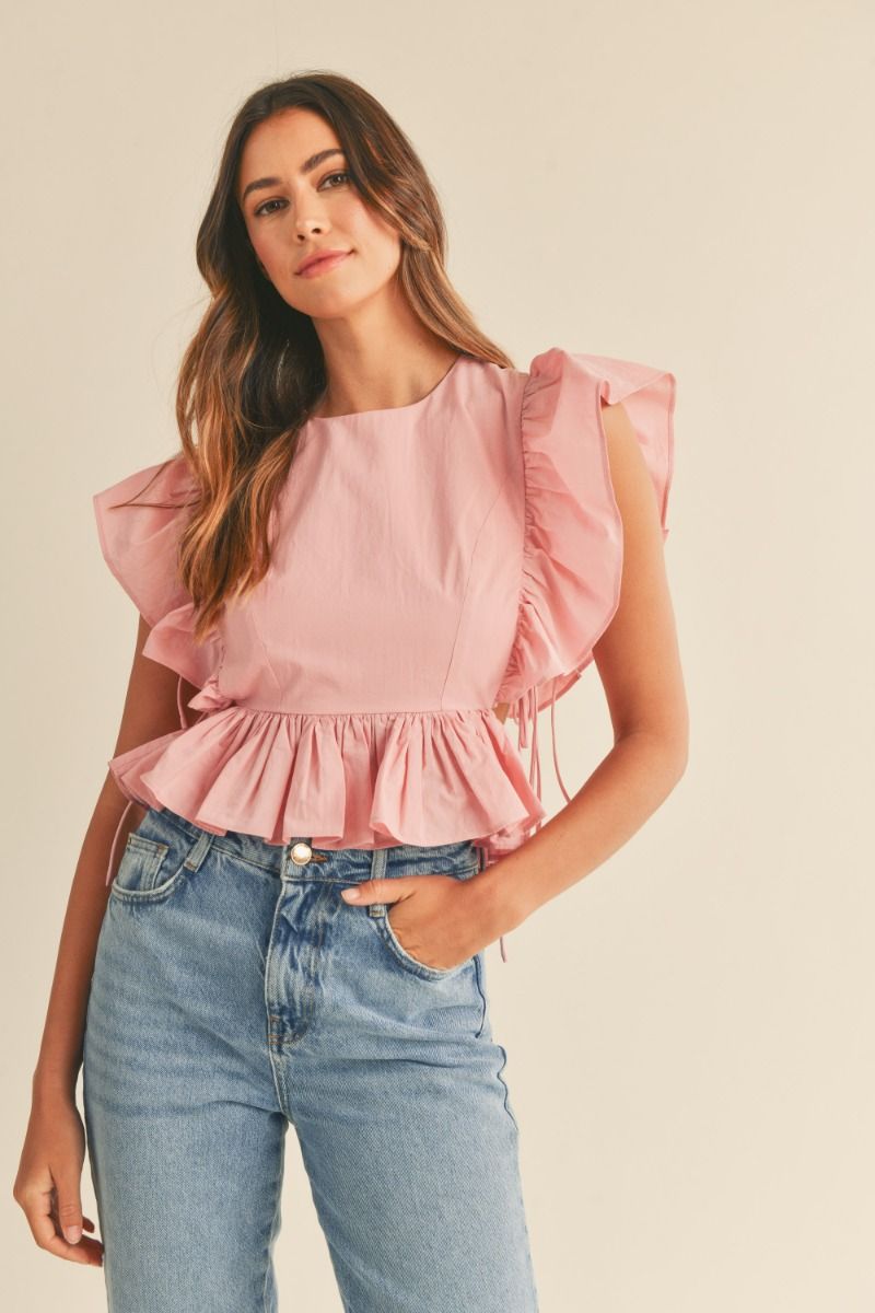 Blush Peplum Tie Top