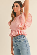Load image into Gallery viewer, Blush Peplum Tie Top
