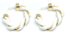 Load image into Gallery viewer, Twist of Luck Leather Hoops-Ivory
