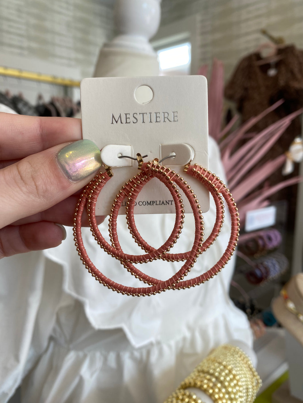 Coral Beaded Hoop