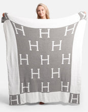 Load image into Gallery viewer, H-Patterned Fuzzy Blanket; Grey
