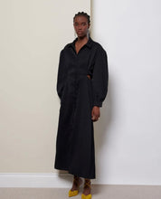 Load image into Gallery viewer, Black Midi Shirt Dress
