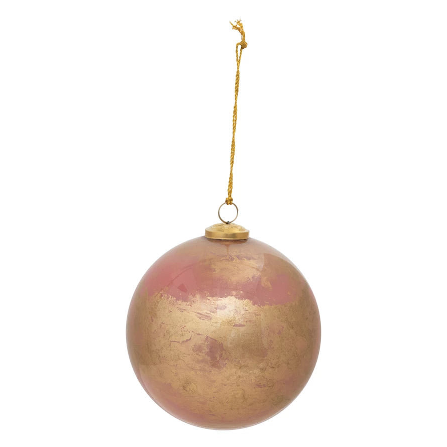 Pink and Gold Marbled Ornament